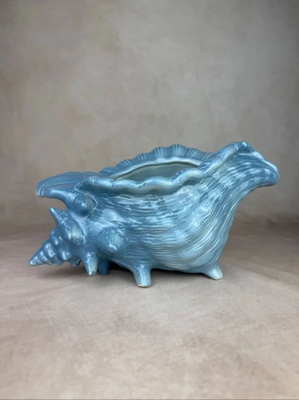 Vintage Atlantic Mold Ceramic Large Conch Sea Shell Seashell Planter Vase